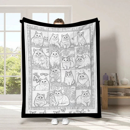 🎨Halloween Colouring Sherpa Blanket| Washable, Reusable, DIY Spooky Decor & Family Craft Gift