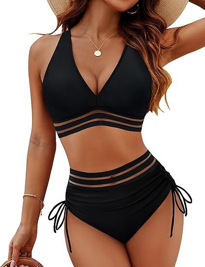 ⏰2026 Summer Hot Sale 60% OFF⏳High Waisted Tummy Control Color Block Bikini Set With Free Sunglass🕶️