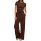Women's Casual Solid Color T-Shirt & Straight Leg Pants Set