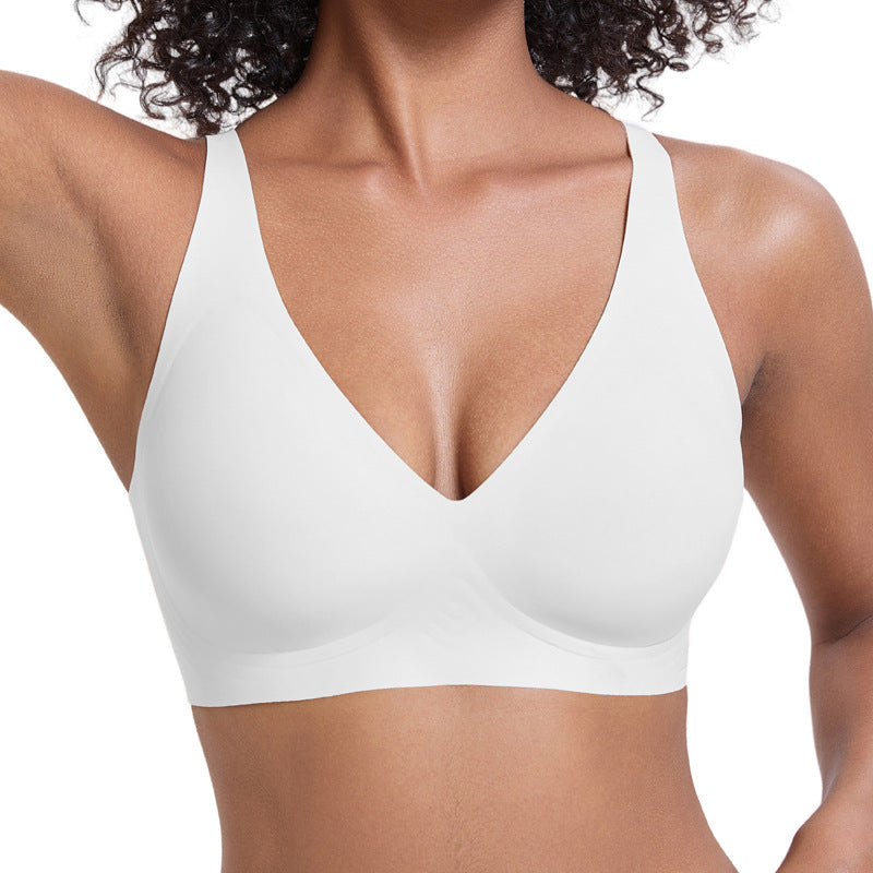 💗LAST WEEK- ONLY￡10.99!!⚡50K+ SOLD🎁Jelly Wireless Womens Comfortable Wireless Bras Push Up Bralettes Seamless Tshirts Bras Deep V Everyday Bras
