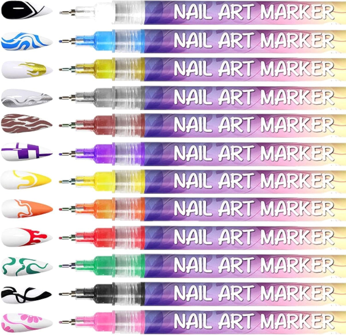🎁LAST WEEK SPECIAL PRICE: £9.99!!⚡50K+ SOLD!🎨💅12 Colors Nail Art Pens Set