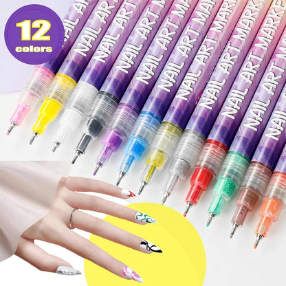 🎁LAST WEEK SPECIAL PRICE: £9.99!!⚡50K+ SOLD!🎨💅12 Colors Nail Art Pens Set