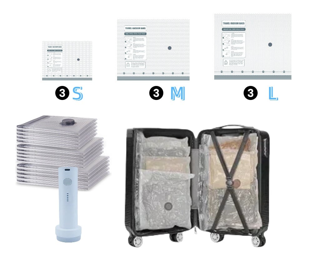 🏆LAST DAY SPECIAL PRICE ￡13.99‼️⚡50K+ SOLD🧳X7 Travel Storage Hot Sale🔌Cordless Travel Vacuum Bag✨Rechargeable Wireless Electric Sealer Vacuum Storage Bags For Clothes Luggage