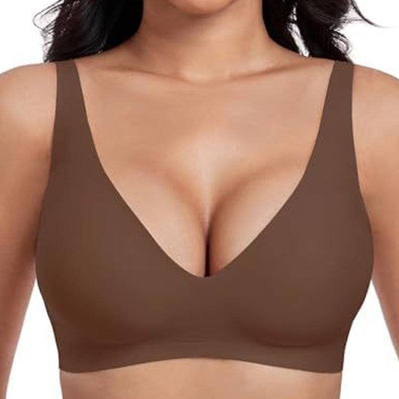 💗LAST WEEK- ONLY￡10.99!!⚡50K+ SOLD🎁Jelly Wireless Womens Comfortable Wireless Bras Push Up Bralettes Seamless Tshirts Bras Deep V Everyday Bras