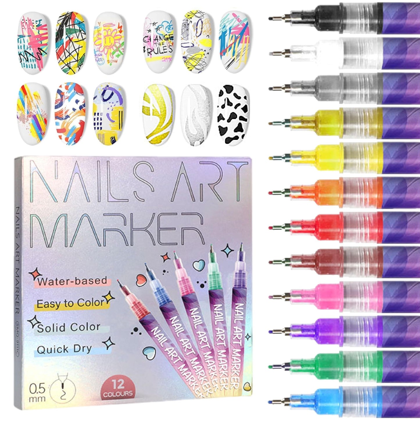 🎁LAST WEEK SPECIAL PRICE: £9.99!!⚡50K+ SOLD!🎨💅12 Colors Nail Art Pens Set