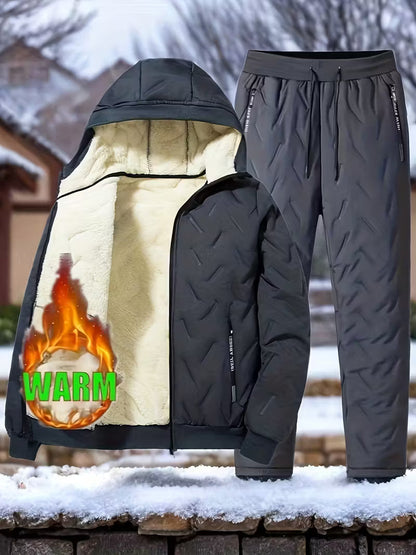 Men's Stylish Warm Jacket & Pants Two-Piece Set
