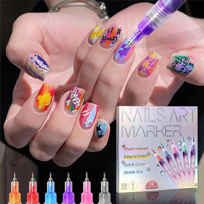 🎁LAST WEEK SPECIAL PRICE: £9.99!!⚡50K+ SOLD!🎨💅12 Colors Nail Art Pens Set