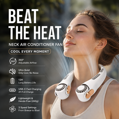 🔥LAST DAY SALE £12.99!!⚡50K+ SOLD!🍃❄️Neck Air Conditioner Fan – Ultra‑quiet, 360° rotating, 3 speeds. Hands‑free cooling, long battery. Summer essential!