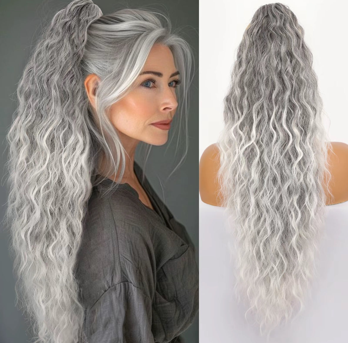 💜2026 NEW IN £12.99!!⚡50K+ SOLD! 💜Curly Wavy Frizzy Hair Extension with Ponytail