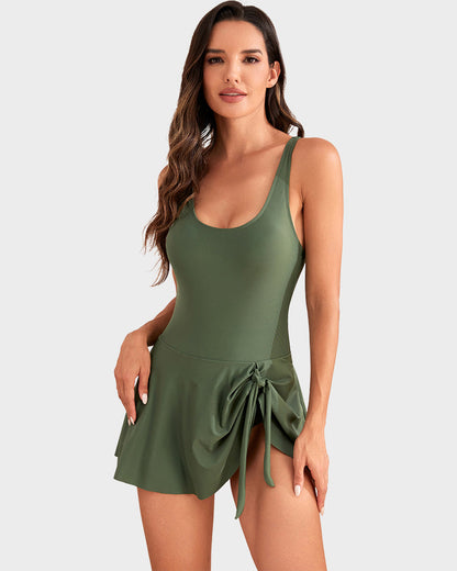 👙LAST DAY SALE 50% OFF!!💃Elegant Tummy Control One-Piece Swimdress for Women – Flattering Fit with Skirted Design