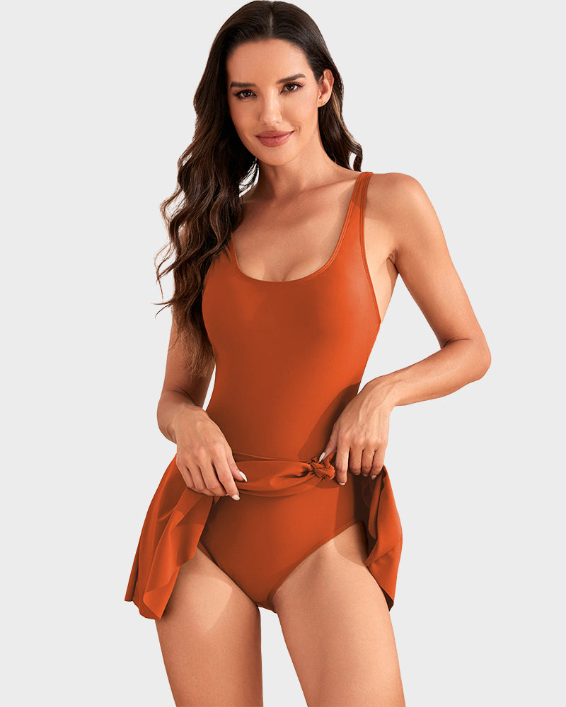 👙LAST DAY SALE 50% OFF!!💃Elegant Tummy Control One-Piece Swimdress for Women – Flattering Fit with Skirted Design