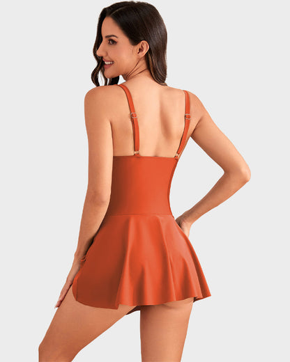 👙LAST DAY SALE 50% OFF!!💃Elegant Tummy Control One-Piece Swimdress for Women – Flattering Fit with Skirted Design