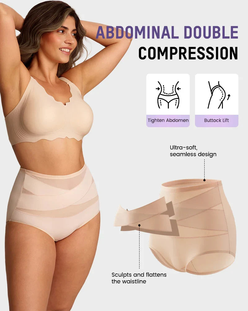 💖Last Day-Buy 1 Get 3 Packs💖Plus-Size High-Waist Cross Tummy Control Panties🎁Free socks Today!!