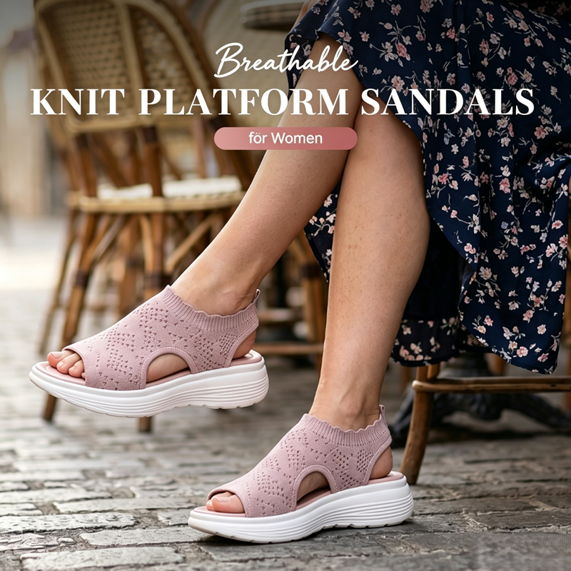 ⏳2026 Summer Hot Sale 70% OFF🎁Women’s Knit Platform Sandals – Lightweight, Breathable & Arch-Supported 🏝️☁️