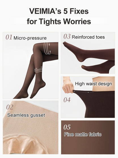 VEIMIA 3-7 Pieces Smoothing Tights Stay In Place With Light Compression & Matte Skin-like Finish