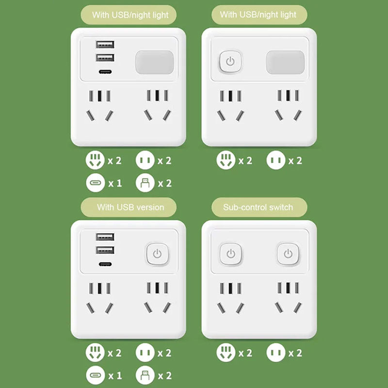 ⚡Buy 1 Get 1 Free⚡2 Pack Multi-Function Socket Converter with Night Light