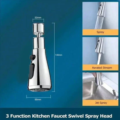 🔥Last Day £7.99!!⚡50K+ SOLD!🏠720° Rotatable 3 Function Kitchen Faucet Spray Head