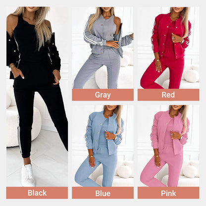 ❤️⏳Time-Limited Special 70% Off⏰Women's Three-piece Baseball Jacket And Pants Set