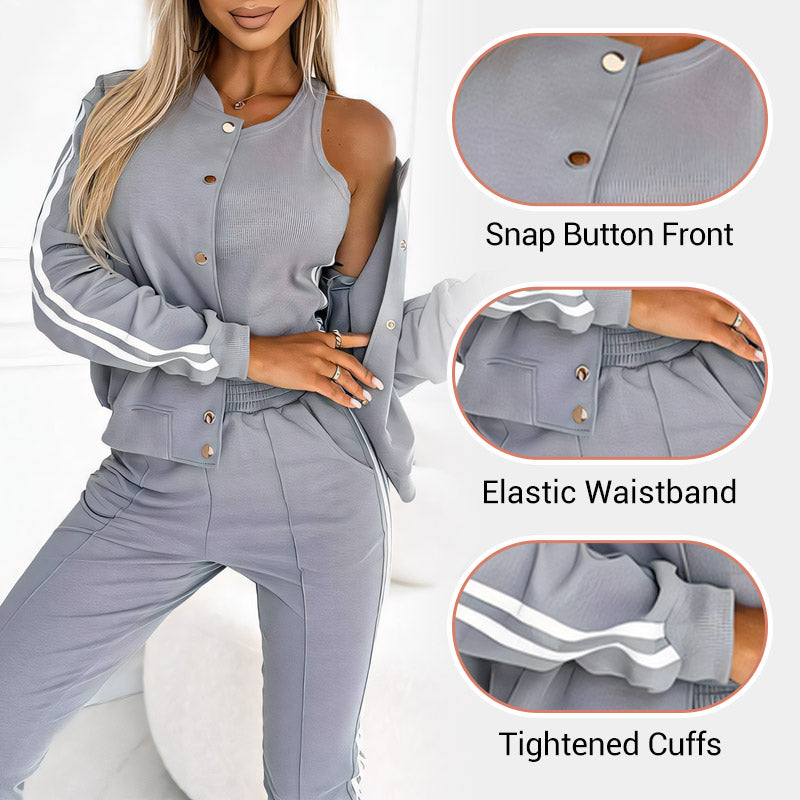 ❤️⏳Time-Limited Special 70% Off⏰Women's Three-piece Baseball Jacket And Pants Set