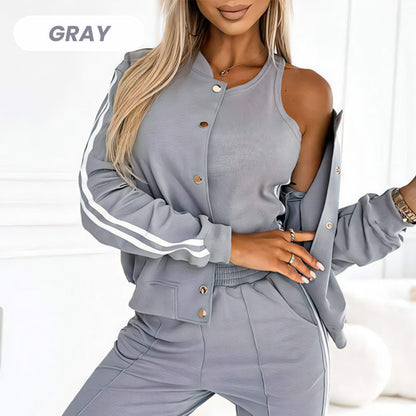❤️⏳Time-Limited Special 70% Off⏰Women's Three-piece Baseball Jacket And Pants Set