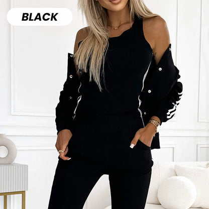 ❤️⏳Time-Limited Special 70% Off⏰Women's Three-piece Baseball Jacket And Pants Set