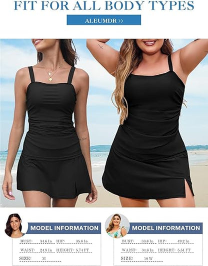 🌊Summer Cool Deal: £12.99!!🌊Women Vintage Tummy Control Two Piece Tankini Swimsuits
