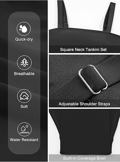 🌊Summer Cool Deal: £12.99!!🌊Women Vintage Tummy Control Two Piece Tankini Swimsuits