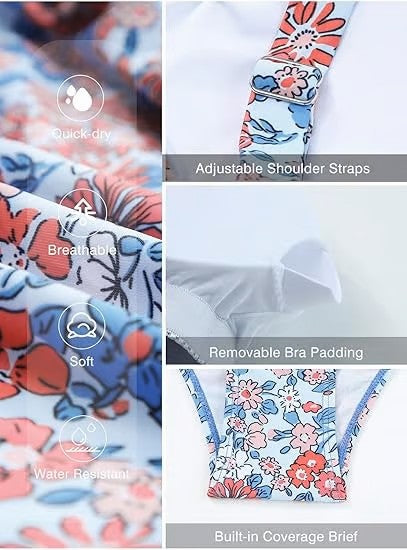 🌊Summer Cool Deal: £12.99!!🌊Women Vintage Tummy Control Two Piece Tankini Swimsuits