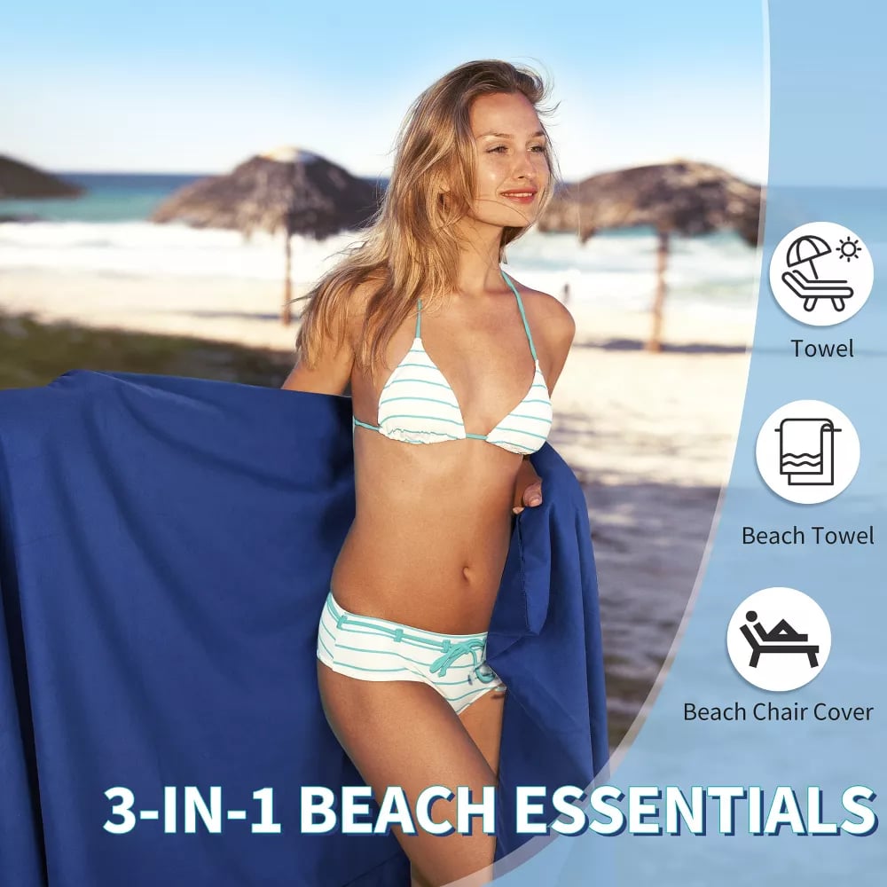 🏖️Summer Special Price - ONLY ￡14.99!!⚡50K+ SOLD!🌞🌊Sun Lounger Towel in Bag with Pockets Storage