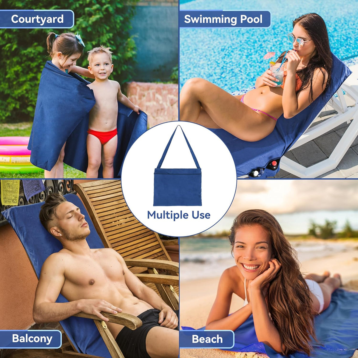 🏖️Summer Special Price - ONLY ￡14.99!!⚡50K+ SOLD!🌞🌊Sun Lounger Towel in Bag with Pockets Storage