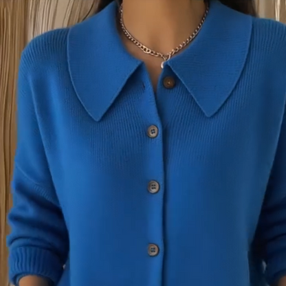 Women's Casual Ribbed Lapel Knit Cardigan