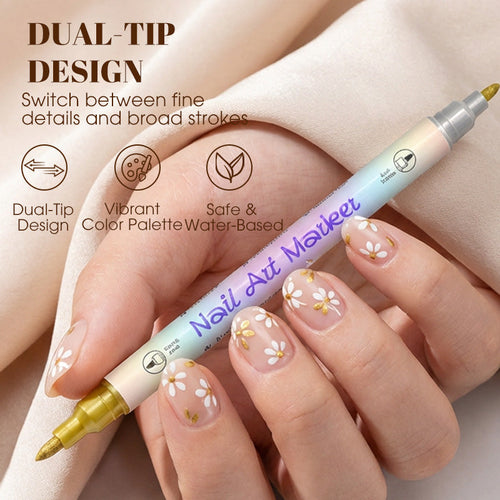 🥳2026 HOT SALE £9.99!!🥳💞50K+ SOLD!✨🎨Dual‑Tip Nail Art Pens – Quick‑dry, no UV lamp. Fine & brush tips. 12/24 vibrant colors. Easy DIY at home. No smudges, just art! 💅🖌️