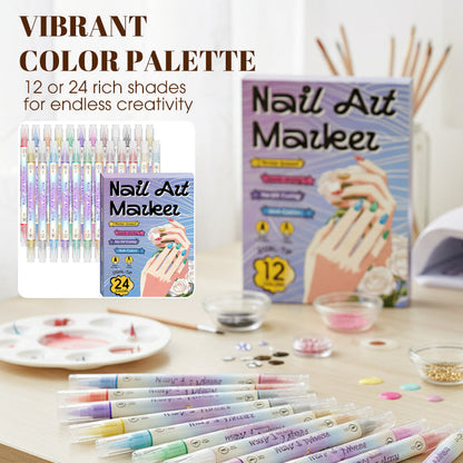 🥳2026 HOT SALE £9.99!!🥳💞50K+ SOLD!✨🎨Dual‑Tip Nail Art Pens – Quick‑dry, no UV lamp. Fine & brush tips. 12/24 vibrant colors. Easy DIY at home. No smudges, just art! 💅🖌️