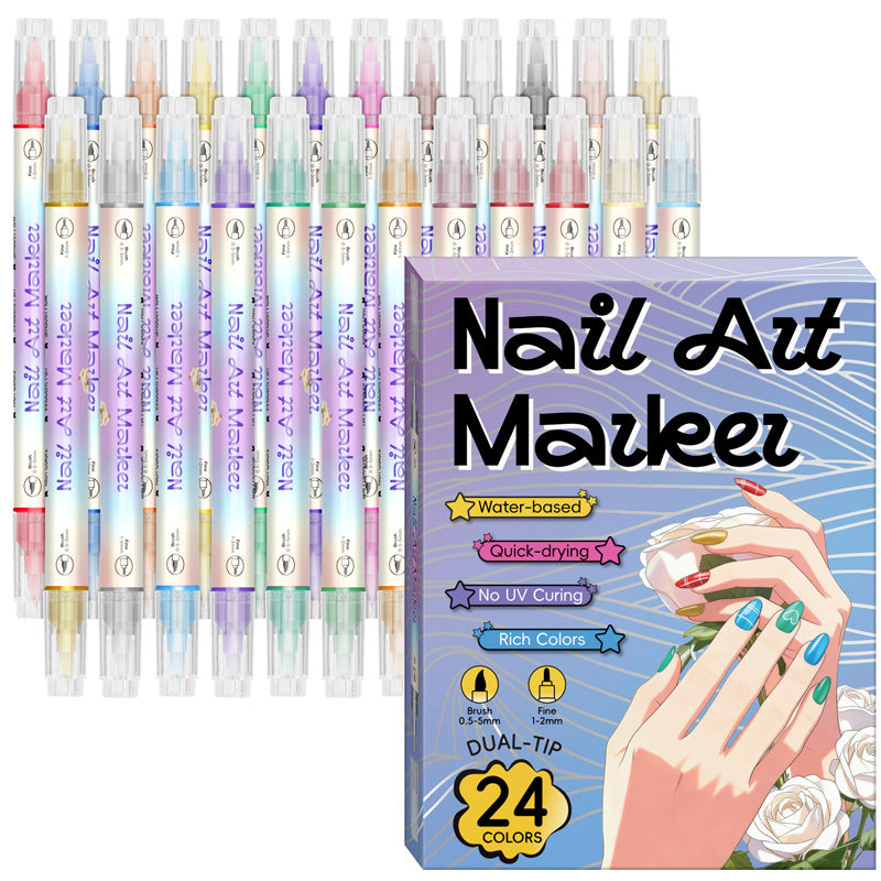 🥳2026 HOT SALE £9.99!!🥳💞50K+ SOLD!✨🎨Dual‑Tip Nail Art Pens – Quick‑dry, no UV lamp. Fine & brush tips. 12/24 vibrant colors. Easy DIY at home. No smudges, just art! 💅🖌️