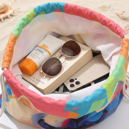 🏖️Summer Hot Sale - ONLY ￡10.99!!⚡50K+ SOLD!🌞🌊2-in-1 Printed Beach Towel Backpack