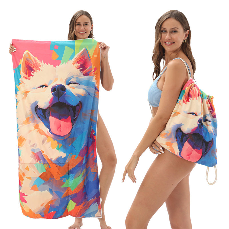 🏖️Summer Hot Sale - ONLY ￡10.99!!⚡50K+ SOLD!🌞🌊2-in-1 Printed Beach Towel Backpack