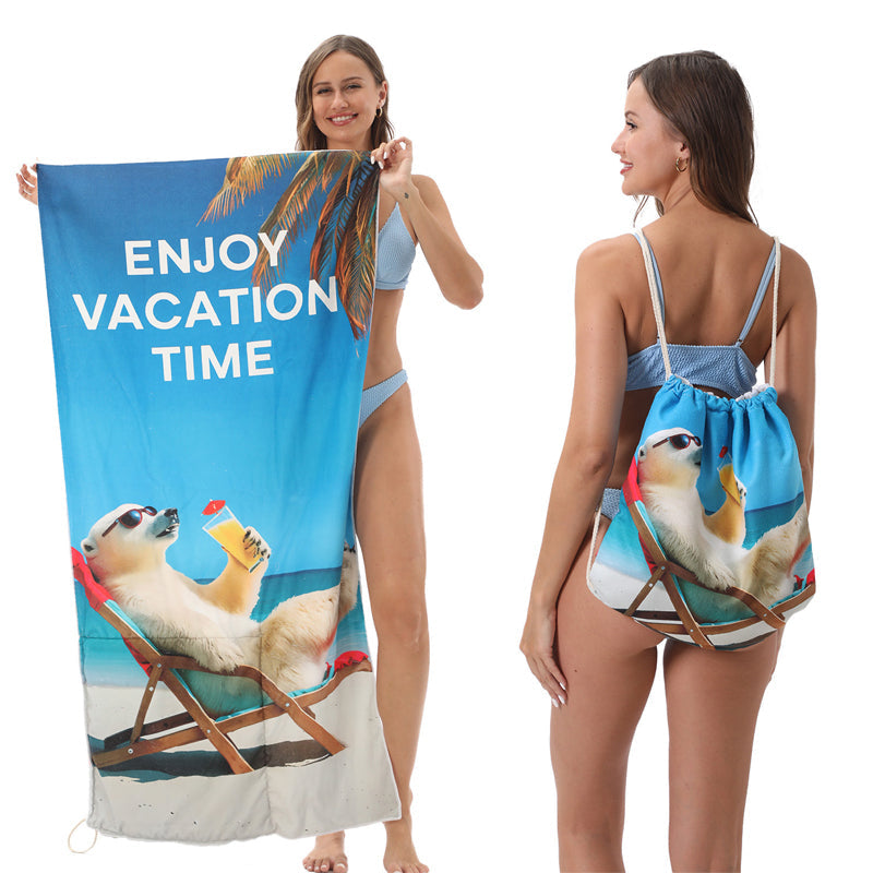 🏖️Summer Hot Sale - ONLY ￡10.99!!⚡50K+ SOLD!🌞🌊2-in-1 Printed Beach Towel Backpack