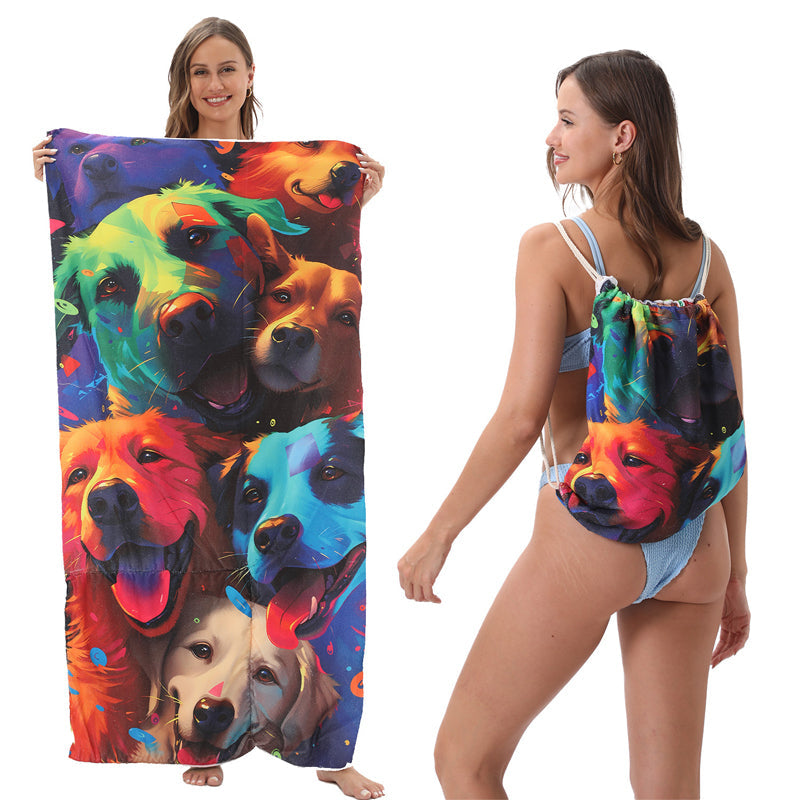 🏖️Summer Hot Sale - ONLY ￡10.99!!⚡50K+ SOLD!🌞🌊2-in-1 Printed Beach Towel Backpack