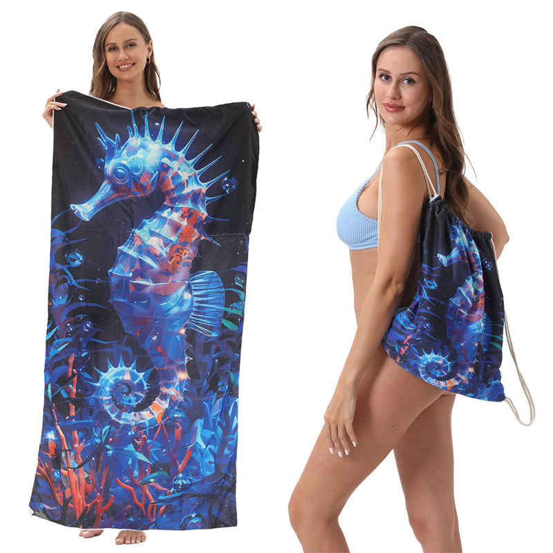 🏖️Summer Hot Sale - ONLY ￡10.99!!⚡50K+ SOLD!🌞🌊2-in-1 Printed Beach Towel Backpack