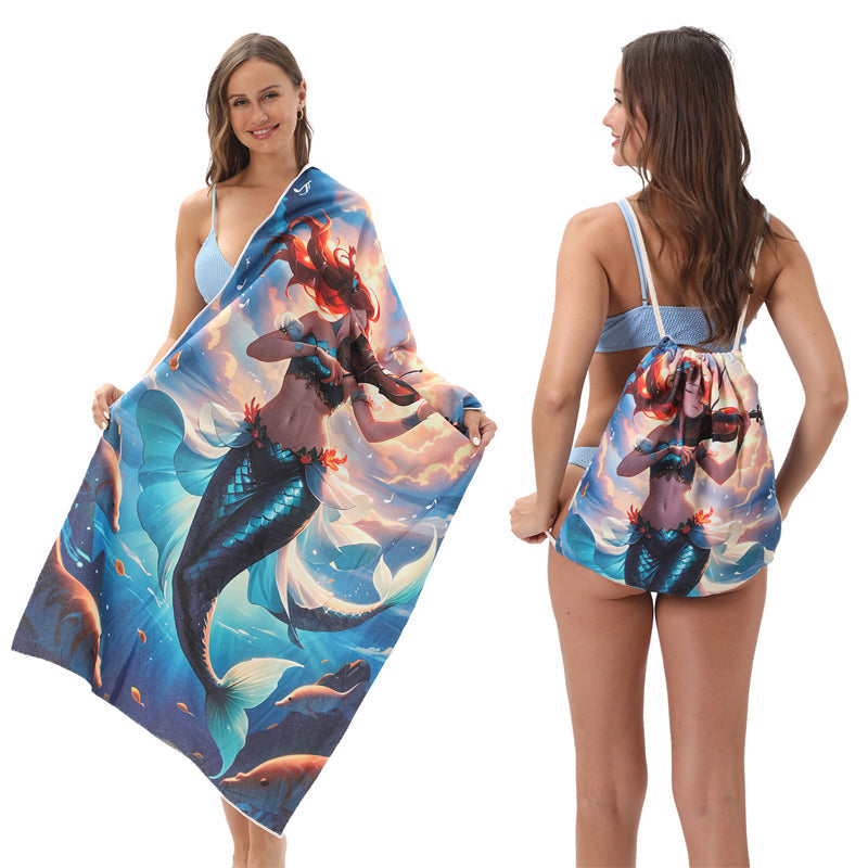 🏖️Summer Hot Sale - ONLY ￡10.99!!⚡50K+ SOLD!🌞🌊2-in-1 Printed Beach Towel Backpack