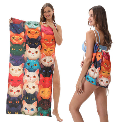 🏖️Summer Hot Sale - ONLY ￡10.99!!⚡50K+ SOLD!🌞🌊2-in-1 Printed Beach Towel Backpack