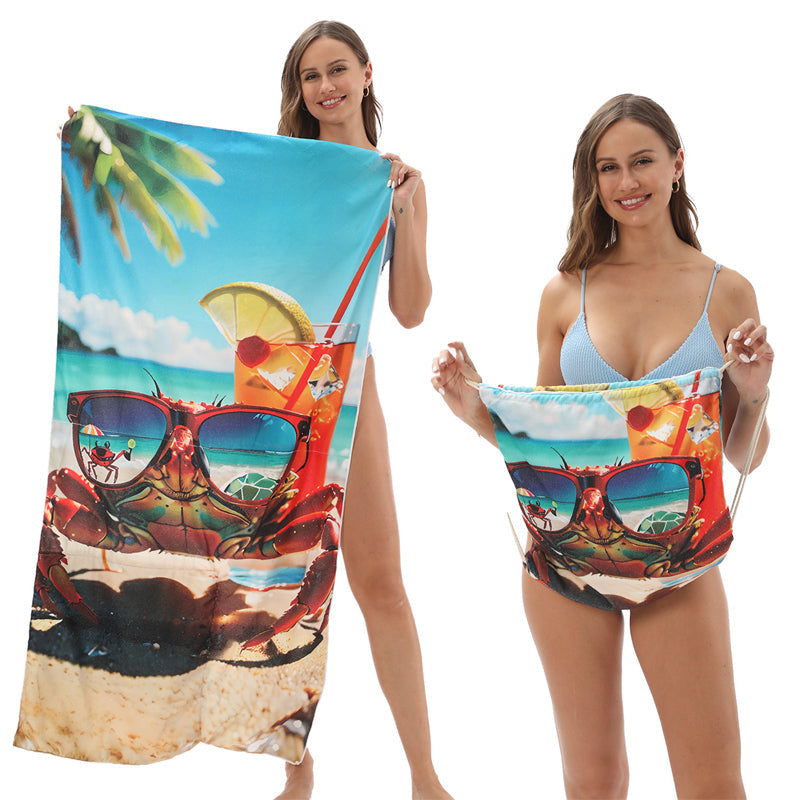 🏖️Summer Hot Sale - ONLY ￡10.99!!⚡50K+ SOLD!🌞🌊2-in-1 Printed Beach Towel Backpack