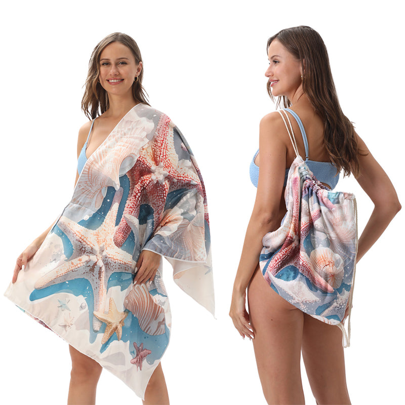 🏖️Summer Hot Sale - ONLY ￡10.99!!⚡50K+ SOLD!🌞🌊2-in-1 Printed Beach Towel Backpack