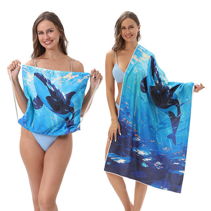 🏖️Summer Hot Sale - ONLY ￡10.99!!⚡50K+ SOLD!🌞🌊2-in-1 Printed Beach Towel Backpack