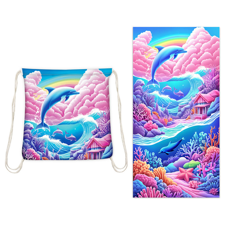 🏖️Summer Hot Sale - ONLY ￡10.99!!⚡50K+ SOLD!🌞🌊2-in-1 Printed Beach Towel Backpack