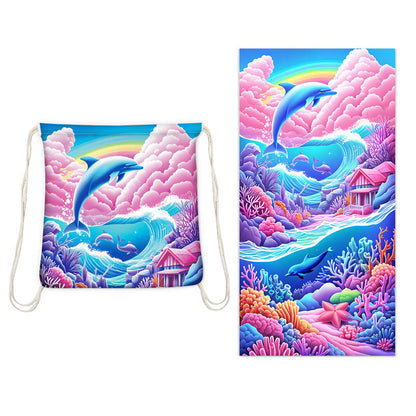 🏖️Summer Hot Sale - ONLY ￡10.99!!⚡50K+ SOLD!🌞🌊2-in-1 Printed Beach Towel Backpack
