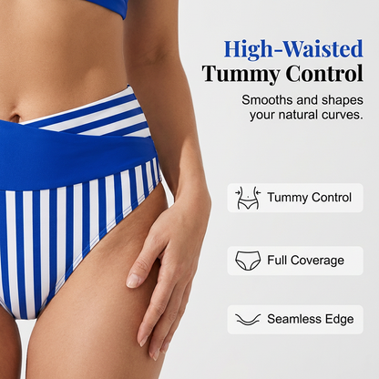 🏖️Summer Hot Sale - ONLY ￡14.99!!⚡50K+ SOLD!🌞🌊Two-Piece Color Block & Stripe Bikini Swimsuit