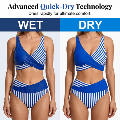 🏖️Summer Hot Sale - ONLY ￡14.99!!⚡50K+ SOLD!🌞🌊Two-Piece Color Block & Stripe Bikini Swimsuit