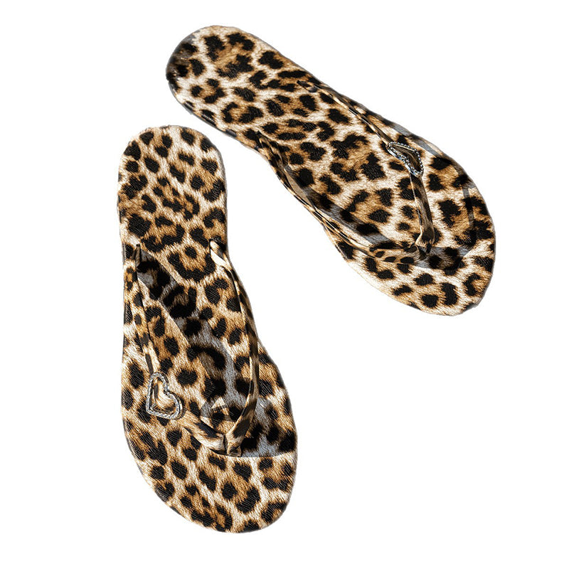 ⛱️Summer Hot Sale - ONLY ￡10.99!!💞Leopard Print Flip-Flops with Heart Charm
