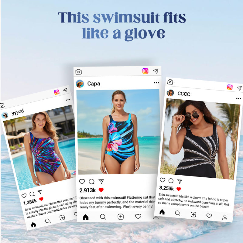 🏖️Summer Hot Sale - ONLY ￡12.99!!⚡50K+ SOLD!🩱🌊Fashion Printed One-Piece Swimsuit | Soft Stretch Fabric & Ruching Detail for an Instant Slimming Look